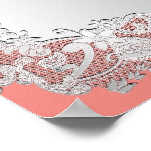 Silver Floral Wedding Chart 24x36 Poster (Ecke)