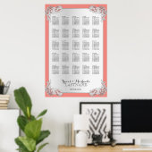 Silver Floral Wedding Chart 24x36 Poster (Heimbüro)