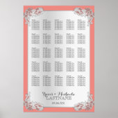 Silver Floral Wedding Chart 24x36 Poster (Vorne)