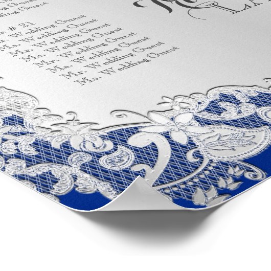 Silver Floral Wedding Chart Poster (Ecke)