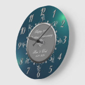 Silver Floral Wirbel, Grüne Hochzeit Große Wanduhr (Winkel)