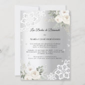 Silver Florals Invitación Bodas de Diamante Einladung (Vorderseite)