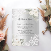 Silver Florals Invitación Bodas de Plata Einladung