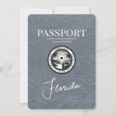 Silver Florida Passport Hochzeitseinladung Einladung (Rückseite)