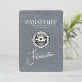 Silver Florida Passport Save the Date (Stehend Vorderseite)