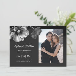 Silver Flowers Black Wedding Save The Date
