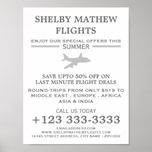 Silver Flugzeug Icon, Airline Advertising Poster
