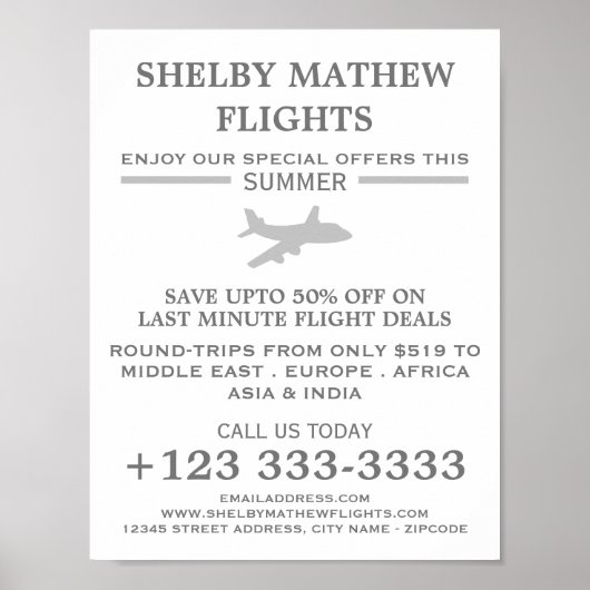 Silver Flugzeug Icon, Airline Advertising Poster (Vorne)