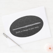 Silver Flute auf Black Damask Oval Ovaler Aufkleber (Umschlag)