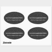 Silver Flute auf Black Damask Oval Ovaler Aufkleber (Blatt)