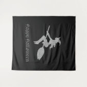 Silver Flying Hexe Halloween Foto Hintergrund Wandteppich (Vorderseite (Horizontal))