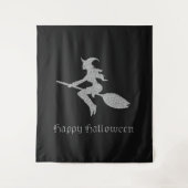 Silver Flying Hexe Halloween Foto Hintergrund Wandteppich (Vorderseite)
