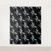 Silver Flying Hexe Halloween Foto Hintergrund Wandteppich (Vorderseite)