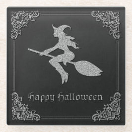 Silver Flying Hexe Halloween Glasuntersetzer
