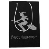 Silver Flying Hexe Halloween Mittlere Geschenktüte (Vorderseite)