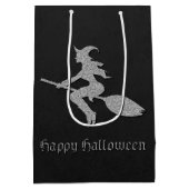 Silver Flying Hexe Halloween Mittlere Geschenktüte (Rückseite)