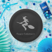 Silver Flying Hexe Halloween Pappteller (Party)