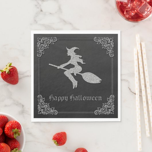 Silver Flying Hexe Halloween Serviette (Beispiel)