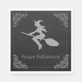 Silver Flying Hexe Halloween Serviette