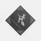 Silver Flying Hexe Halloween Serviette (Ecke)
