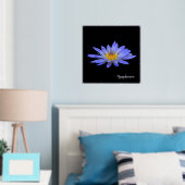 Silver Foil Accent Blue Water Lily Print Poster (In Situ (Schlafzimmer))
