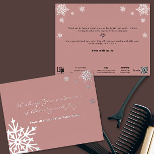 Silver Foil Accessoires Snowflakes Pink Holiday Ca Folien Feiertagspostkarte