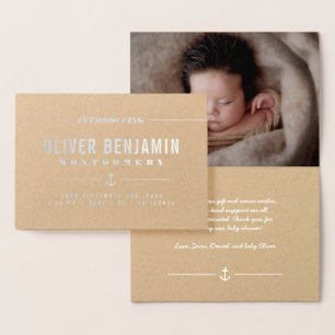 Silver Foil Anchor - Introducing Baby - Vielen Dan Folienkarte