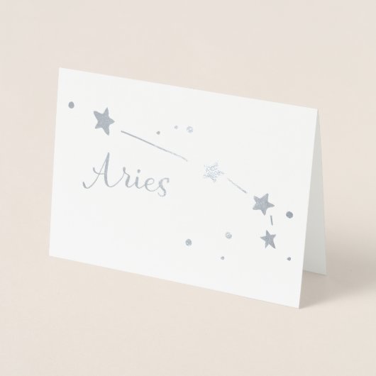 Silver Foil Aries Zodiac Constellation Folienkarte (Vorderseite)