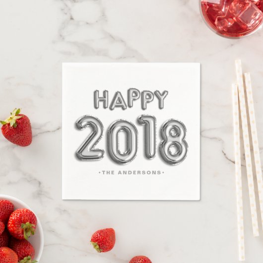 Silver Foil Balloons Happy 2018 | Neujahr Serviette (Beispiel)