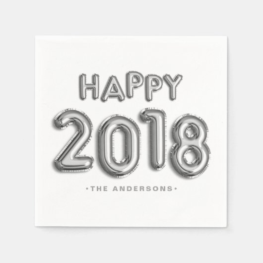 Silver Foil Balloons Happy 2018 | Neujahr Serviette (Vorderseite)