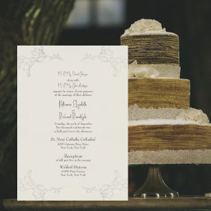 Silver Foil Beige zwei Ort beide Eltern Hochzeit F Folieneinladung