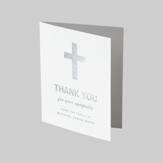 Silver Foil Beileid Vielen Dank Card mit Cross Folienkarte