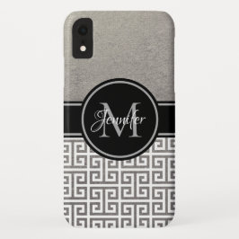 Silver Foil Black and White Greece Key Monogram Case-Mate iPhone 14 Pro Max Hülle