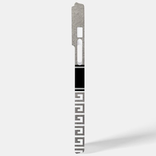 Silver Foil Black and White Greece Key Monogram Case-Mate iPhone Hülle (Rückseite / Links)