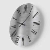 Silver Foil Black Roman Numerals Große Wanduhr (Winkel)