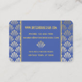 Silver Foil & Blue Art Deco Fans Muster Chic Visitenkarte (Rückseite)