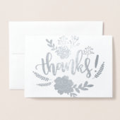 Silver Foil Blumentypografie Sincere danke Folienkarte (Vorderseite mit Umschlag)