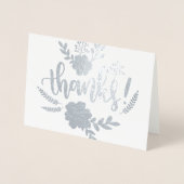 Silver Foil Blumentypografie Sincere danke Folienkarte (Vorderseite)