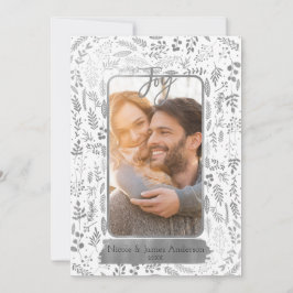 Silver Foil Botanical Modern Glam Holiday Foto Feiertagskarte