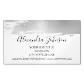 Silver Foil Brush Stroke Modernste und elegante Magnetische Visitenkarte (Vorderseite)