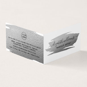 Silver Foil Brushstroke Makeup Artist Loyalty Visitenkarten