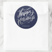 Silver Foil Calligraphic Happy Holidays Custom Runder Aufkleber (Tasche)
