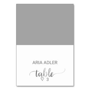 Silver Foil Calligraphy Wedding Escort Platzkarten Tischnummer