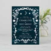Silver Foil Celestial Gothic Wedding Folieneinladung (Stehend vorne)