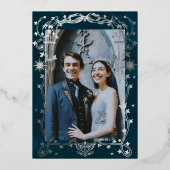 Silver Foil Celestial Gothic Wedding Folieneinladung (Rückseite)