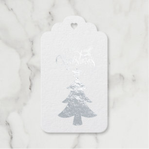Silver Foil Christmas Tree Gift Tags Geschenkanhänger