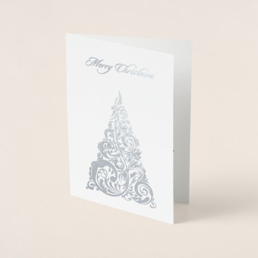 Silver Foil Christmas Tree Weihnachtskarte Folienkarte (Vorderseite)