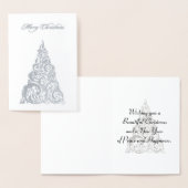 Silver Foil Christmas Tree Weihnachtskarte Folienkarte (Anzeige)