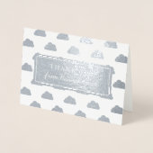 Silver Foil Clouds Baby Dusche Foto Vielen Dank Folienkarte (Vorderseite)
