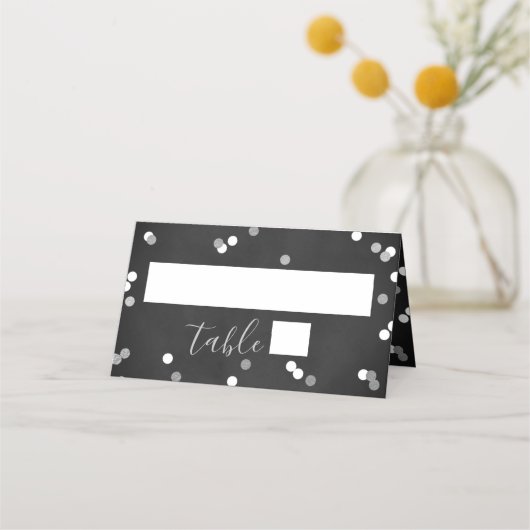 Silver Foil Confetti Brautparty Platzkarte (Vorderseite)